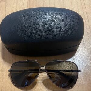 Salvatore Ferragamo Brown Gradient Aviator Sunglasses with Black Case